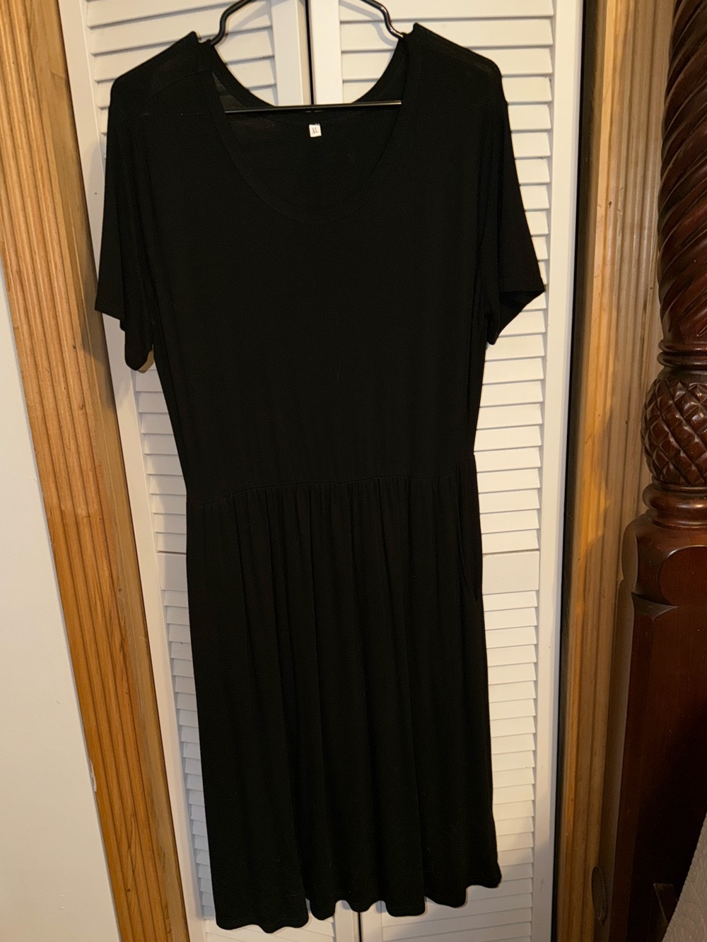 Tee Shirt Black pocket Short Sleeve A-Line Dress